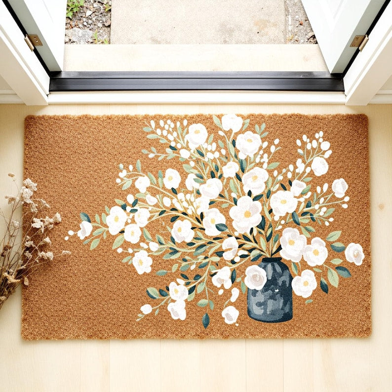 Floral Vase Doormat Floral Rustic Doormat Vase Bloom Entry Mat Boho Floral Doormat Floral Gift Outdoor Mat Outdoor Decor Home Gift Gifts 1773808499116.jpg