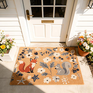 Wildflower Doormat Fox Welcome Mat Squirrel Mat Rustic Woodland Animal Entry Mat Floral Front Doormat Flower Floor Mat Outdoor Porch Mat 1773808785418.jpg