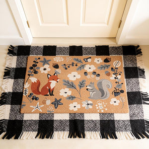 Wildflower Doormat Fox Welcome Mat Squirrel Mat Rustic Woodland Animal Entry Mat Floral Front Doormat Flower Floor Mat Outdoor Porch Mat 1773808785488.jpg