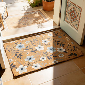 Blue Floral Doormat Modern Farmhouse Welcome Mat Coastal Entryway Mat Blue Flower Coir Mat New Home Gift Front Porch Decor Boho Home Decor 1773808997928.jpg