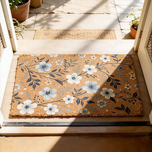 Blue Floral Doormat Modern Farmhouse Welcome Mat Coastal Entryway Mat Blue Flower Coir Mat New Home Gift Front Porch Decor Boho Home Decor 1773808997944.jpg