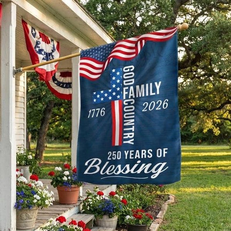 American Faith Patriotic Flag 250th Anniversary God Family Country Cross Banner Outdoor Garden Flag 1773887827546.jpg
