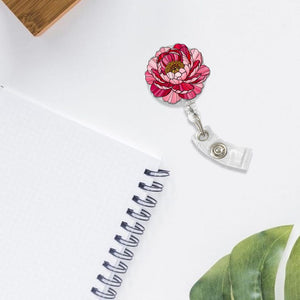 Peony Floral Badge Reel Elegant Flower Design Stylish Flower Badge Holder For Nurses Teachers Healthcare Staff Doctor Accessories 1773903325540.jpg