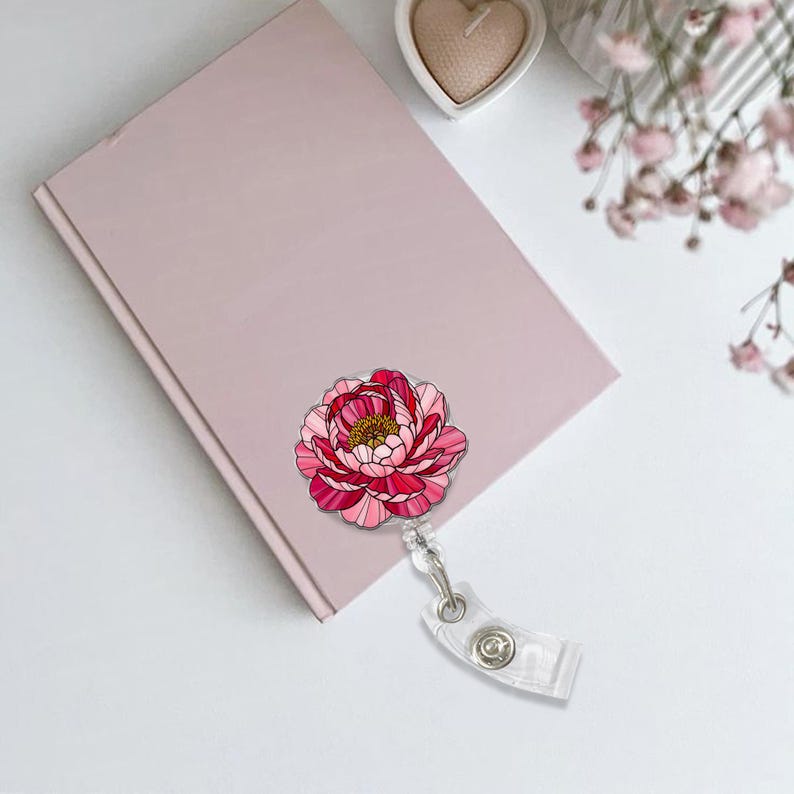 Peony Floral Badge Reel Elegant Flower Design Stylish Flower Badge Holder For Nurses Teachers Healthcare Staff Doctor Accessories 1773903325609.jpg