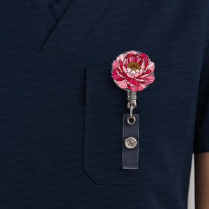 Peony Floral Badge Reel Elegant Flower Design Stylish Flower Badge Holder For Nurses Teachers Healthcare Staff Doctor Accessories 1773903325767.jpg