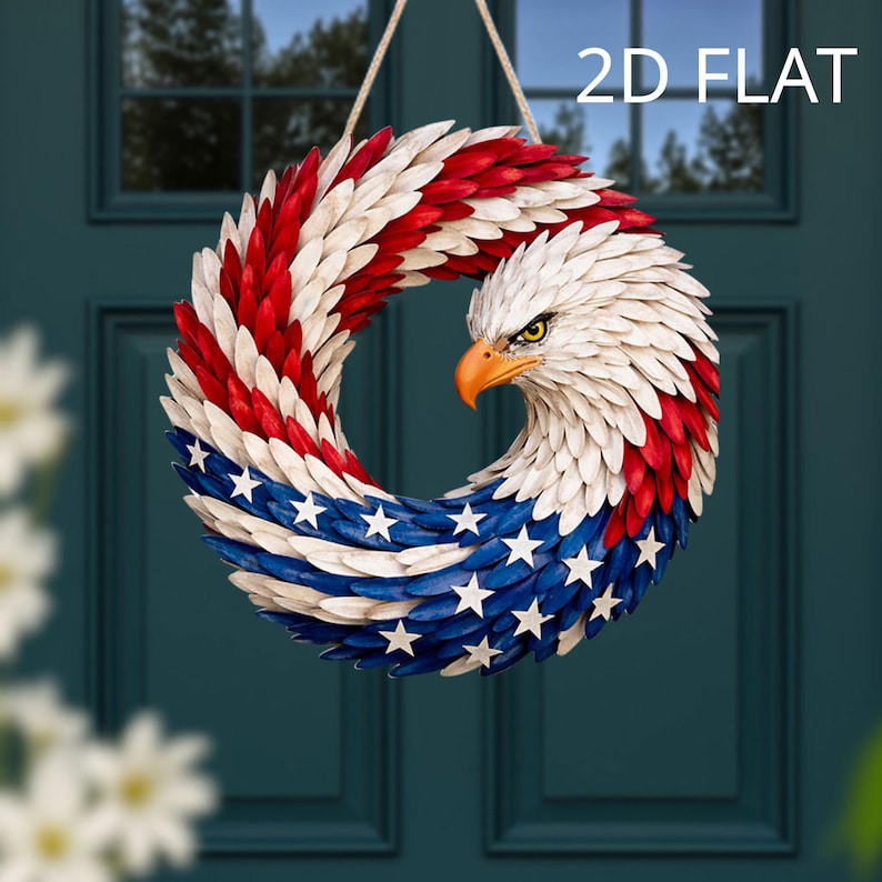 American Flag Eagle Door Sign Patriotic 2d Flat Front Door Hanger Usa Pride Decor Veteran Gift Independence Day Wall Art 1773906792115.jpg