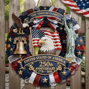Personalized 250th Anniversary Wood Wreath 1776 2026 Patriotic Door Sign Semiquincentennial Family Name Decor 1773909778764.jpg