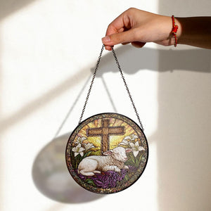 Easter Cross And Lamb Stained Glass Suncatcher Inspirational Christian Decor Religious Stained Glass Art Easter Gift Idea 1773974337736.jpg