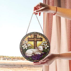 Easter Cross And Lamb Stained Glass Suncatcher Inspirational Christian Decor Religious Stained Glass Art Easter Gift Idea 1773974338123.jpg