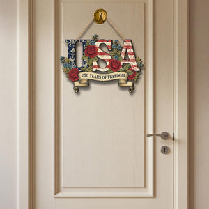 Usa 250th Anniversary Wooden Sign Patriotic Door Hanging Decor American Flag Floral Wall Sign 1773991930092.jpg