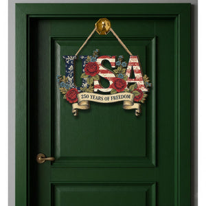 Usa 250th Anniversary Wooden Sign Patriotic Door Hanging Decor American Flag Floral Wall Sign 1773991930144.jpg