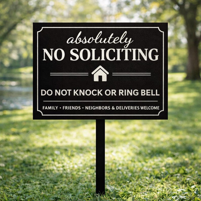 Absolutely No Soliciting Sign Do Not Knock Yard Sign No Ring Bell Sign Metal Lawn Sign Home Privacy Outdoor Decor 1774061447715.jpg