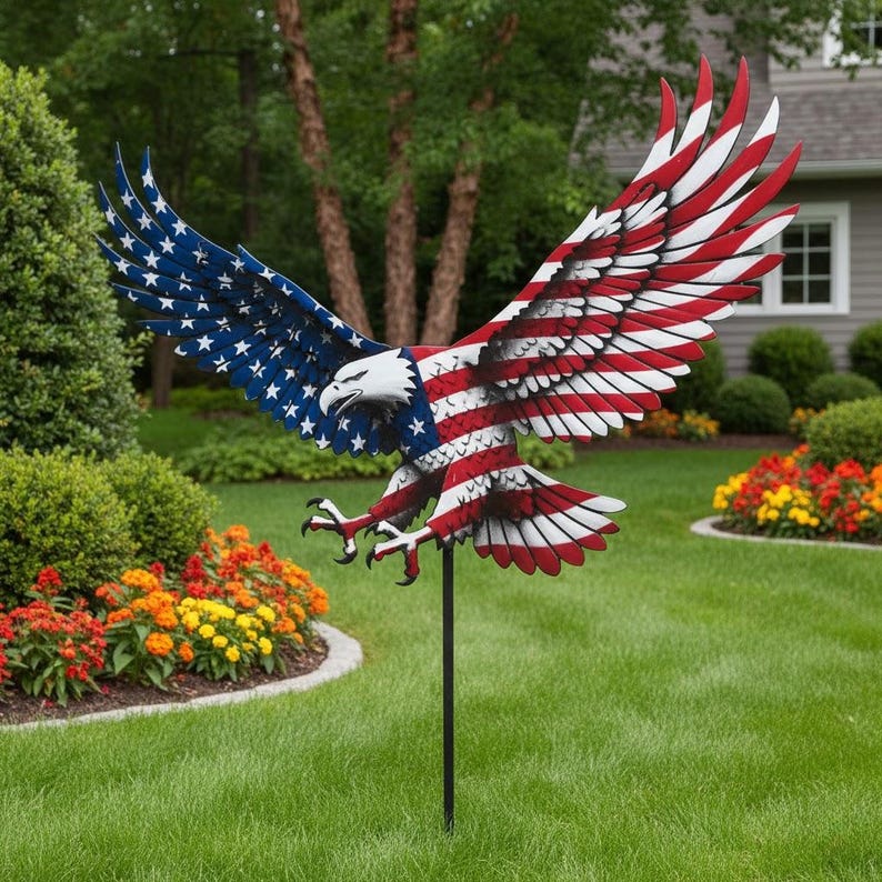 Patriotic Eagle Garden Stake American Flag Eagle Yard Decor Bald Eagle Outdoor Lawn Art Usa Garden Stake Gift 1774233850036.jpg