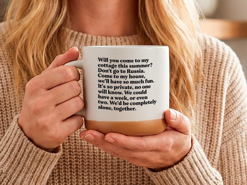 Heated Rivalry Mug Will You Come To The Cottage Mug Two Tone White  Tan Coffee Cup Cottage Invitation Text Design 1774320685710.jpg