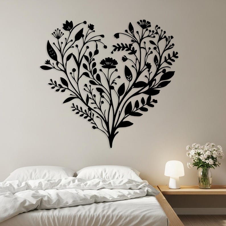 Heart Shaped Floral Metal Wall Art Botanical Wall Decor For Living Room Above Bed Nature Wall Art Romantic Gift For Her 1774323304946.jpg