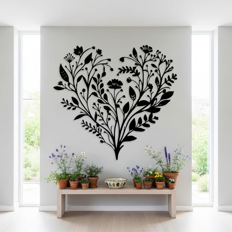 Heart Shaped Floral Metal Wall Art Botanical Wall Decor For Living Room Above Bed Nature Wall Art Romantic Gift For Her 1774323304981.jpg