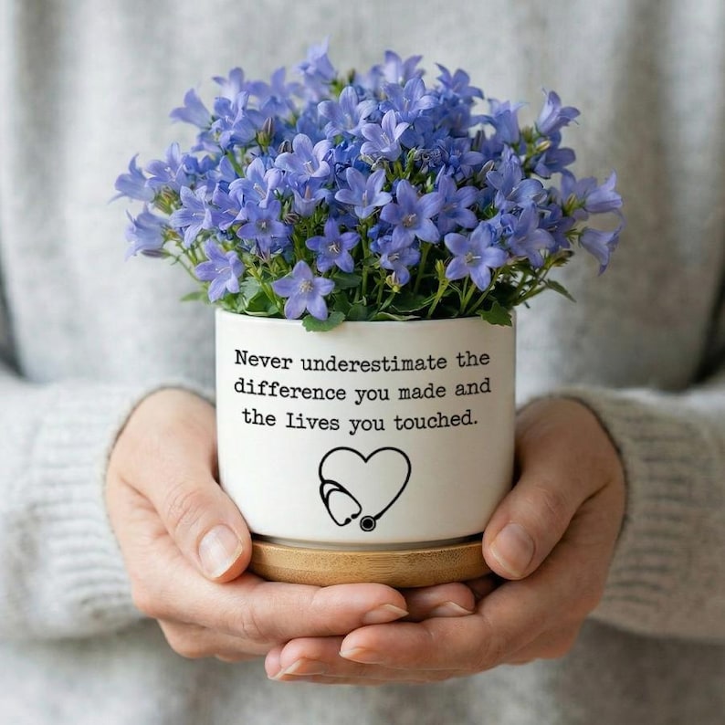Ceramic Succulent Planter With Stethoscope Quote White Mini Pot With Wooden Saucer Nurse Appreciation Gift Medical Graduation Gift 1774406118998.jpg