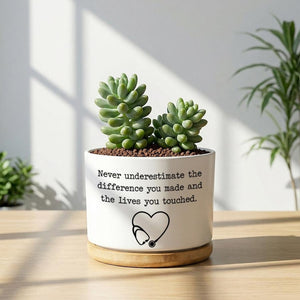 Ceramic Succulent Planter With Stethoscope Quote White Mini Pot With Wooden Saucer Nurse Appreciation Gift Medical Graduation Gift 1774406119027.jpg