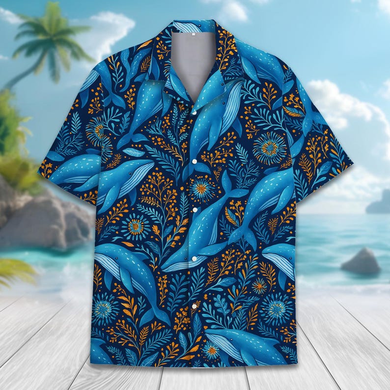 Whale Ocean Hawaiian Shirt Men Women Youth Blue Sea Life Aloha Shirt Humpback Whale Button Up Tropical Vacation Summer Shirt Gift 1774510835575.jpg