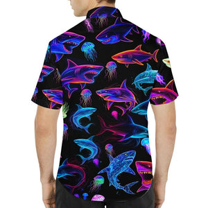 Neon Shark Hawaiian Shirt For Men Women Youth Shark Aloha Shirt Short Sleeve Button Down Cyberpunk Jellyfish Nautical Shirt 1774512013649.jpg