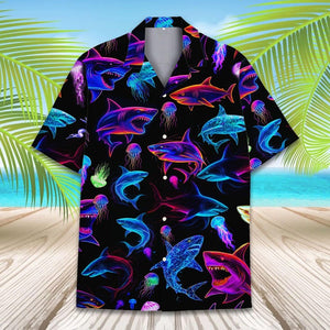Neon Shark Hawaiian Shirt For Men Women Youth Shark Aloha Shirt Short Sleeve Button Down Cyberpunk Jellyfish Nautical Shirt 1774512013926.jpg