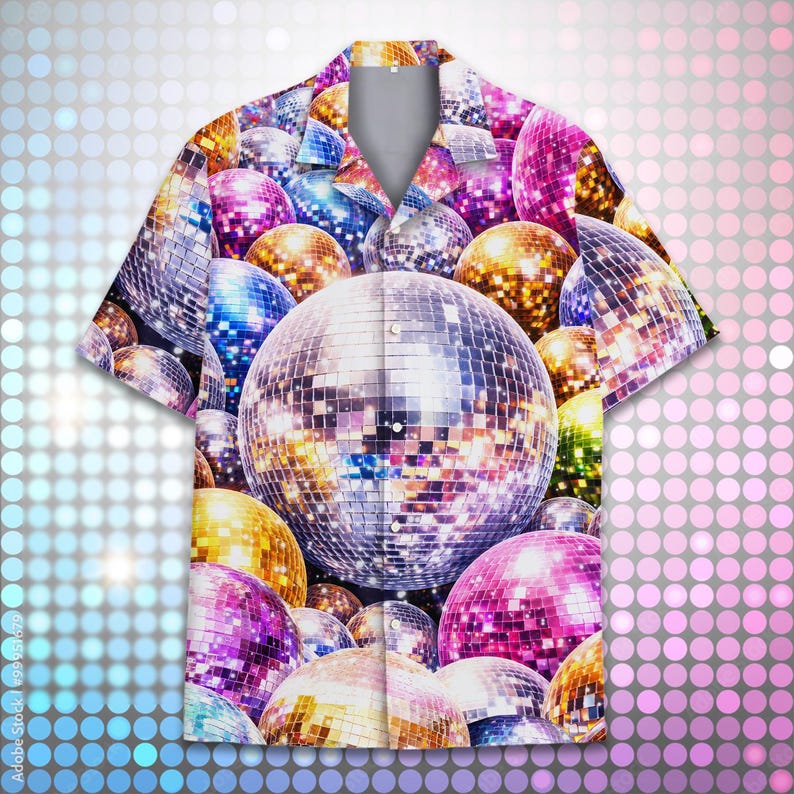 Disco Ball Hawaiian Shirt Men Women Youth Retro 70s Party Aloha Shirt Sparkly Mirror Ball Festival Top Groovy Nightclub Outfit 1774662686562.jpg