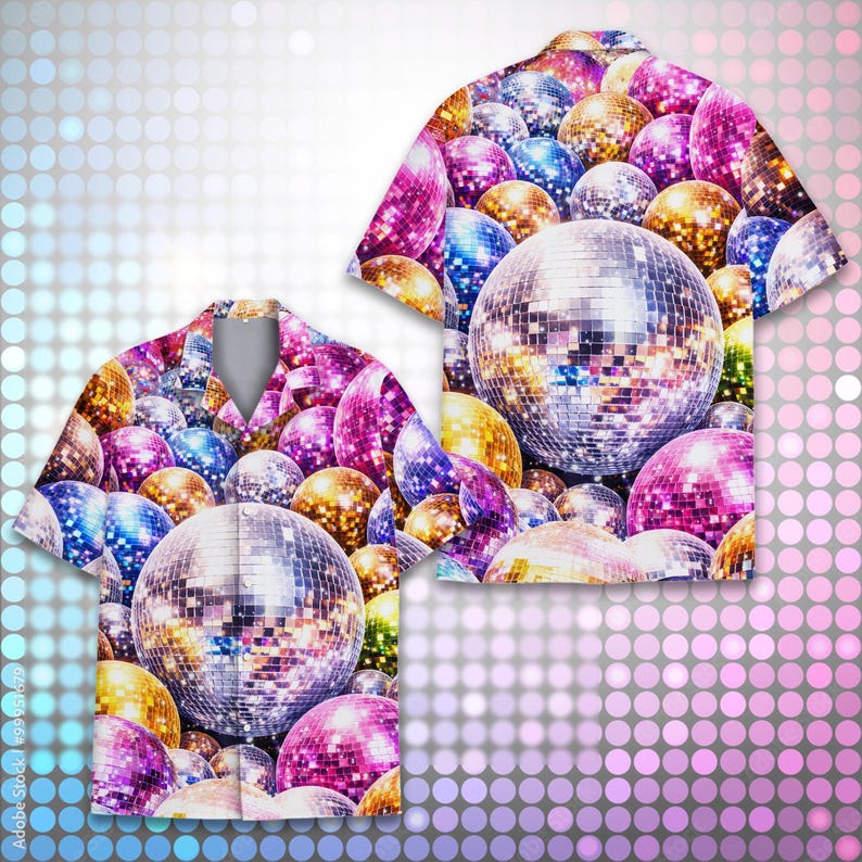 Disco Ball Hawaiian Shirt Men Women Youth Retro 70s Party Aloha Shirt Sparkly Mirror Ball Festival Top Groovy Nightclub Outfit 1774662686592.jpg