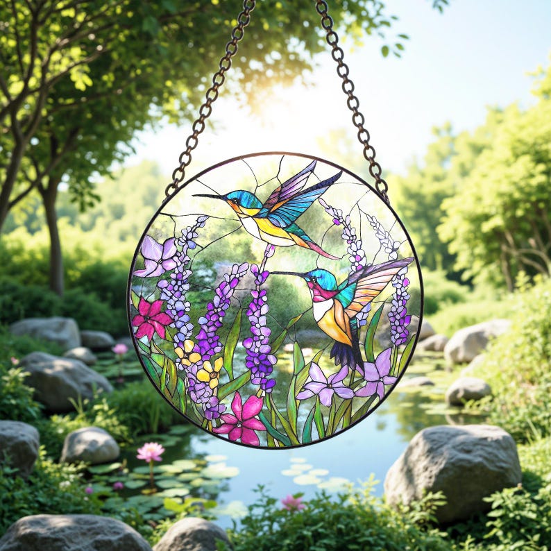 Hummingbird Stained Glass Suncatcher Mothers Day Gift For Mom Grandma Window Hanging Bird Art Sympathy Memory Gift Spring Decor 1774925781349.jpg