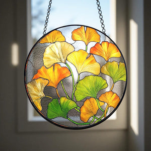 Ginkgo Leaf Stained Glass Suncatcher Botanical Plant Lover Gift Gold Yellow Window Hanging Mothers Day Gift For Grandma Zen Decor 1774925904454.jpg