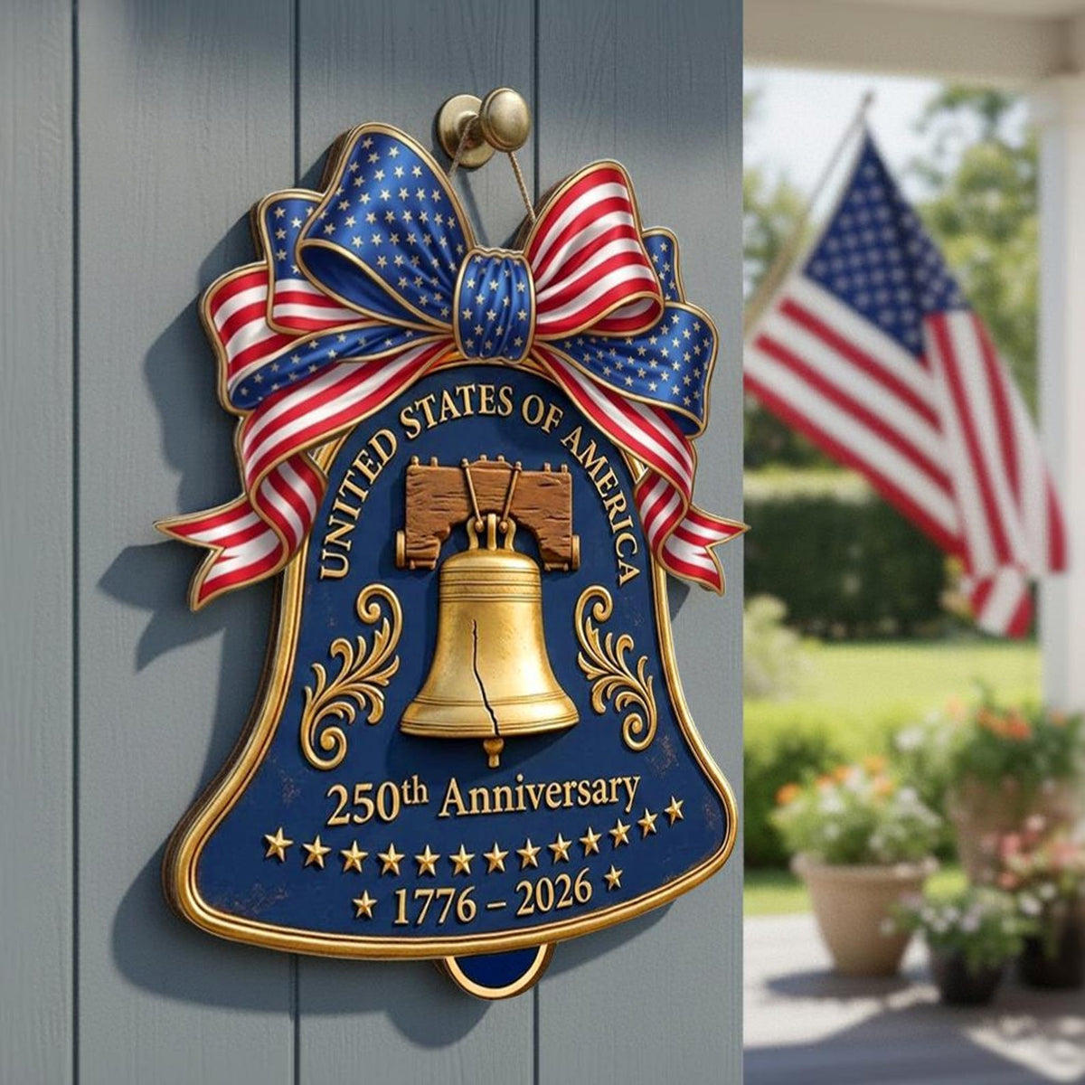 Usa 250th Anniversary Wooden Liberty Bell Sign 1776 2026 Decor Patriotic Door Hanger 1775703070381.jpg