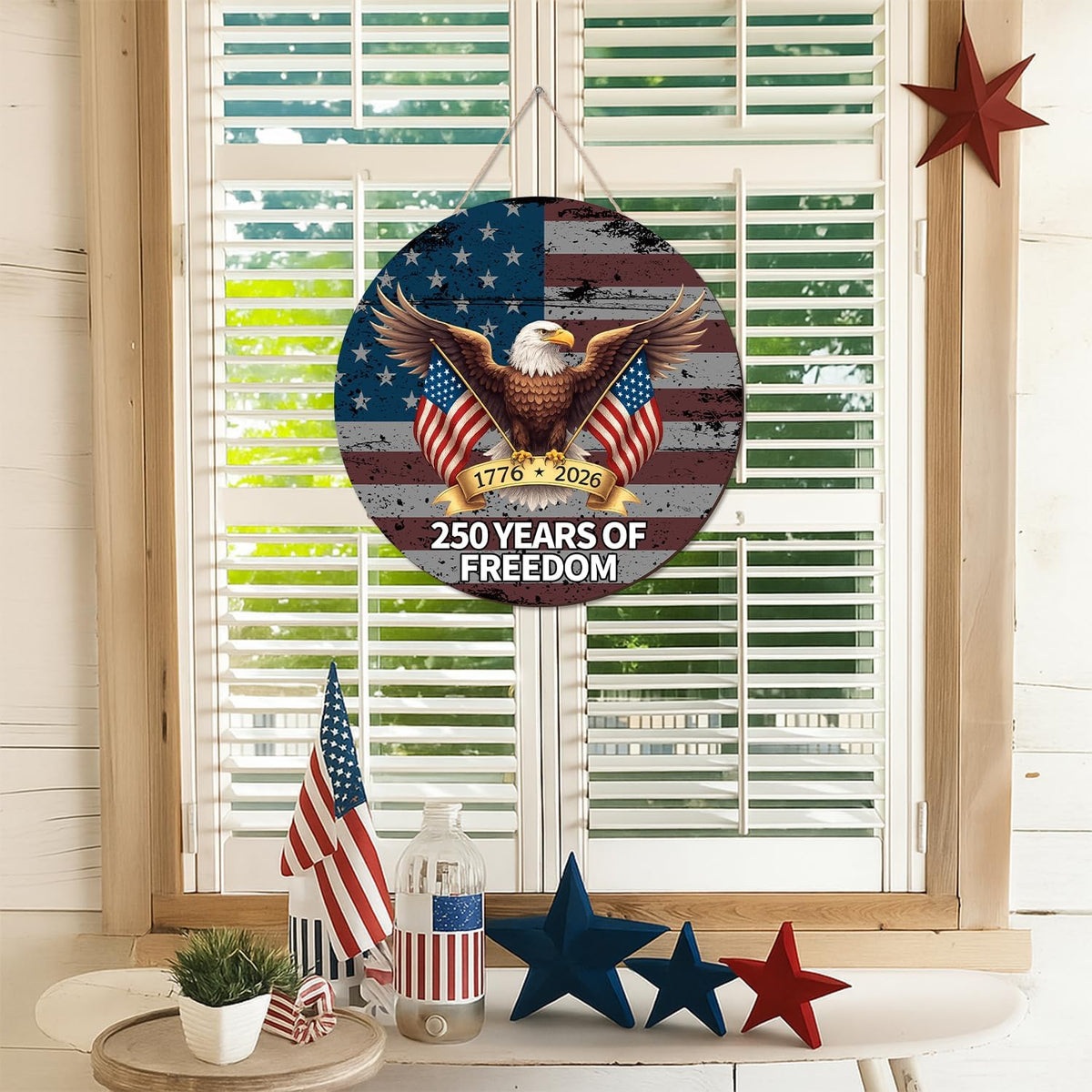 250 Anniversary 4th Of July Door Sign America National Flag Eagle 250 Years Of Freedom 1776 2026 Door Patriotic Independence Door Hanger For Front Door 1776306308708.jpg