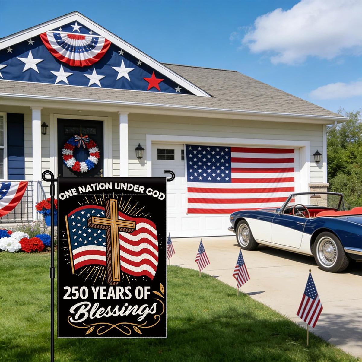 Blessings 250 Years America Garden Flag 250 Anniversary Usa Flag America Patriotic Banner 250 Year One Nation Under God 4th Of July Double Sided Waterproof 1776 2026 1776306899725.jpg
