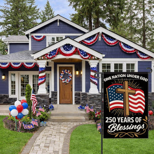 Blessings 250 Years America Garden Flag 250 Anniversary Usa Flag America Patriotic Banner 250 Year One Nation Under God 4th Of July Double Sided Waterproof 1776 2026 1776306900365.jpg