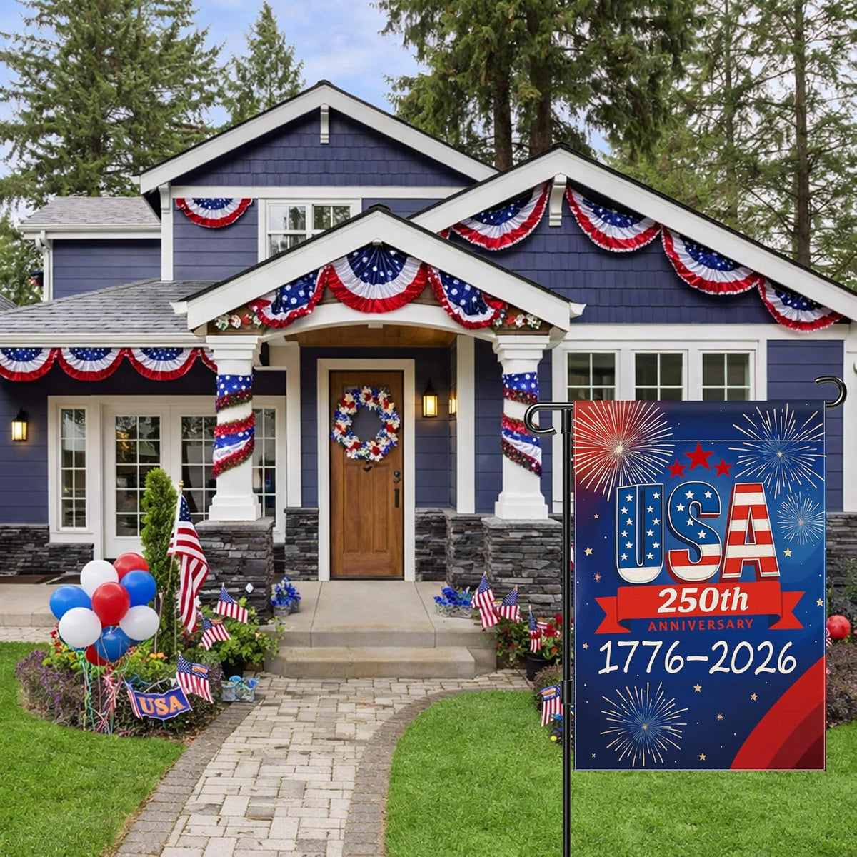 250 Anniversary Usa Garden Flag 250th Anniversary America Flag 1776 2026 Commemorative Patriotic 250 Year Banner 4th Of July Yard Sign Double Sided Waterproof Garden Flag 1776307070955.jpg