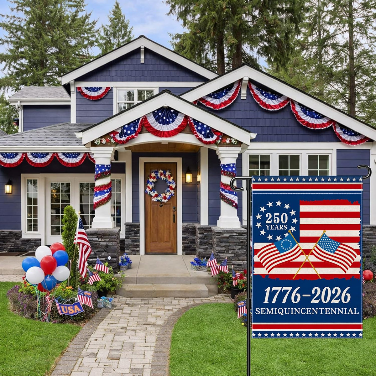 250th Anniversary America Garden Flag 250 Anniversary Usa Flag 1776 2026 Commemorative Patriotic 250 Years Banner 4th Of July Yard Sign Double Sided Waterproof Garden Flag 1776307721790.jpg
