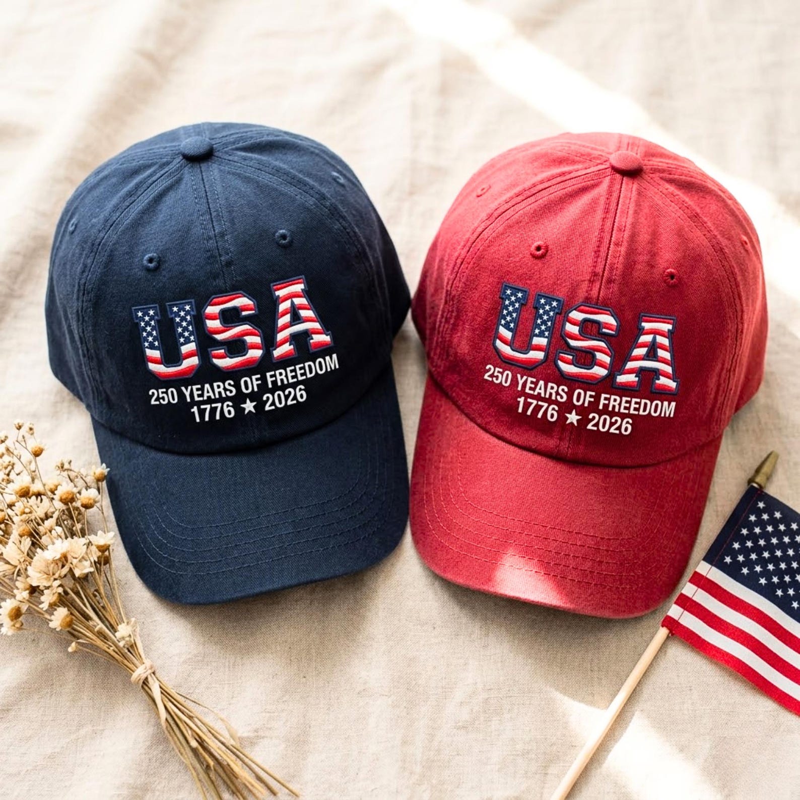Usa 250th Anniversary Embroidered Dad Cap Patriotic American Flag Baseball Hat 1776999902802.jpg