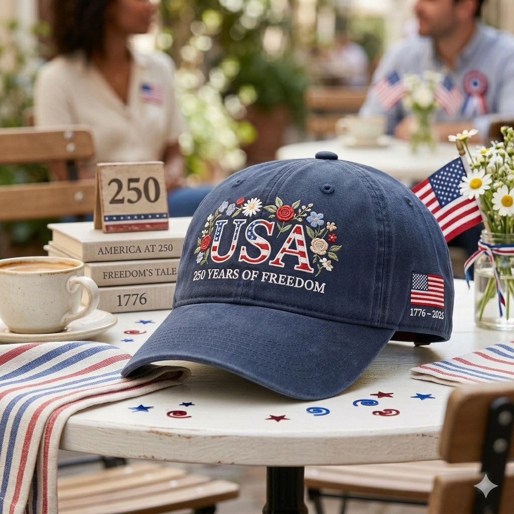 Usa 250th Anniversary Floral Hat Patriotic Botanical American Flag Hat 1776 2026 Freedom Celebration Hat Retro Usa 250 Hat Usa Hat 1777434972392.png