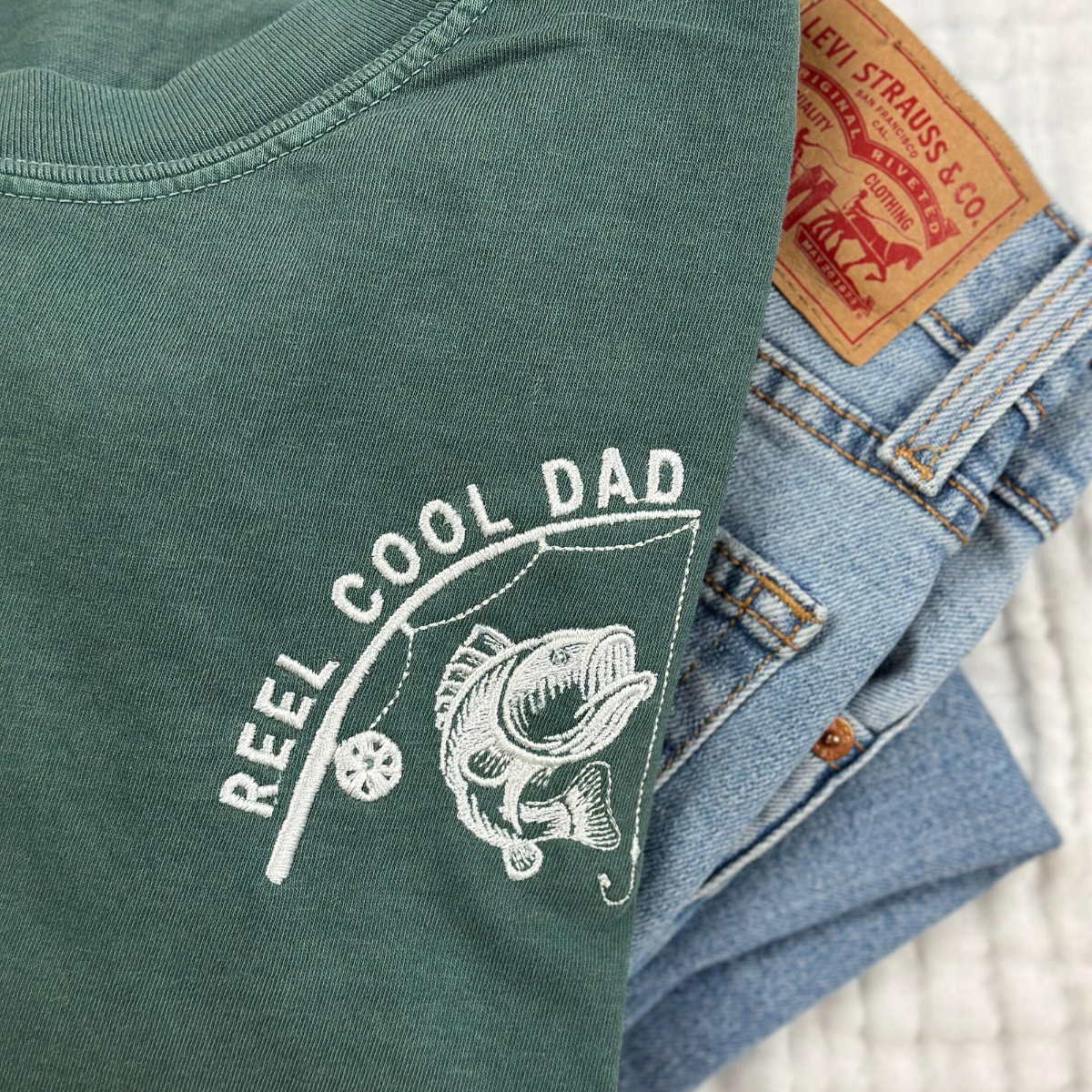 Reel Cool Dad Embroidered Tee Fathers Day Gift  Fishing Dad Shirt Cool Gift For Dads 1777688050888.png