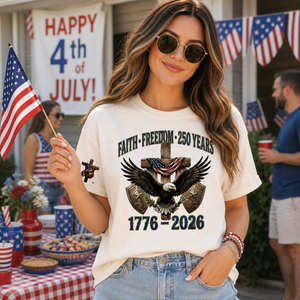Faith Freedom 250 Years Shirt 1776 2026 Patriotic Christian Shirt America Eagle Cross Shirt Fourth Of July Independence Day 1777863817486.png
