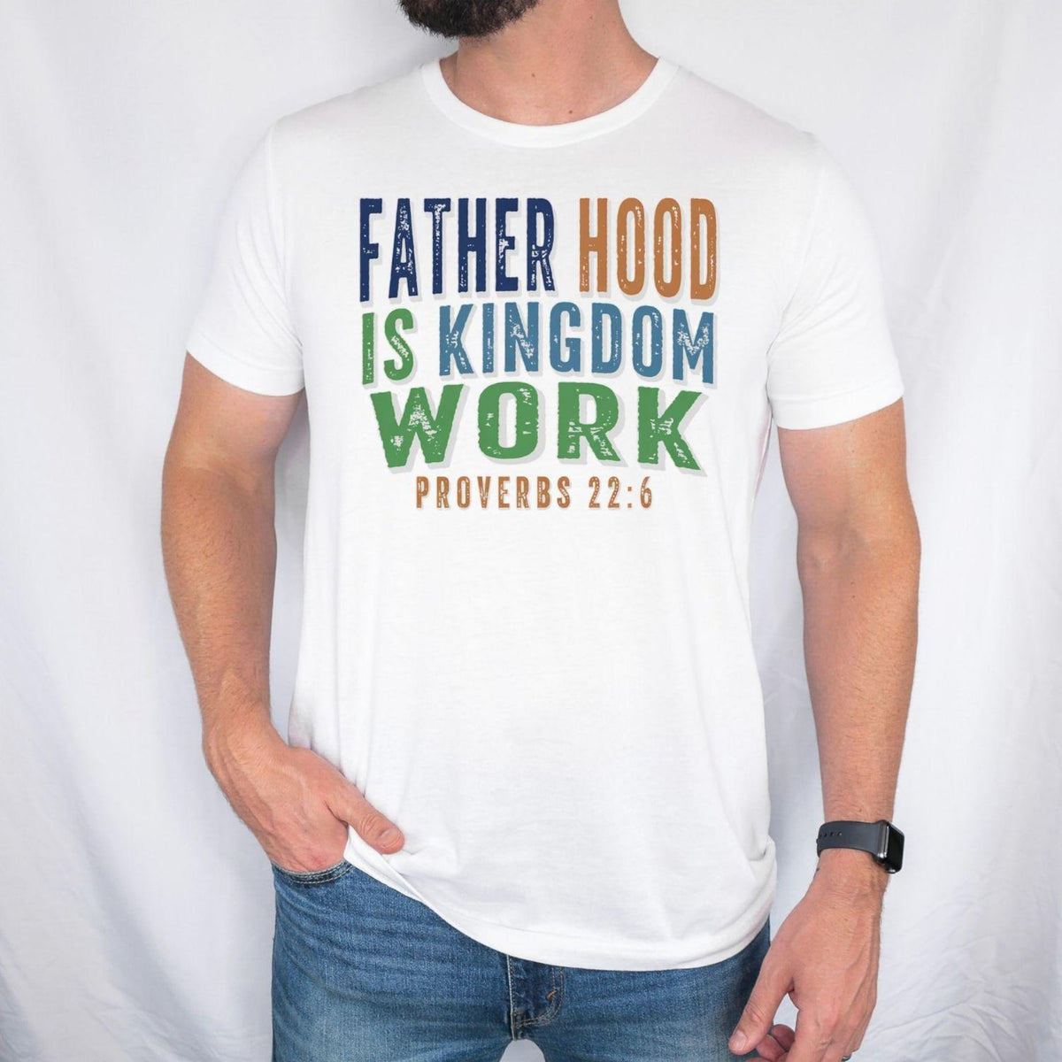 Christian Dad Shirt Fatherhood Is Kingdom Work Shirt Bible Verse Tee Proverbs 22 6 Faith Based Fathers Day Gift For Men 1777970248512.jpg