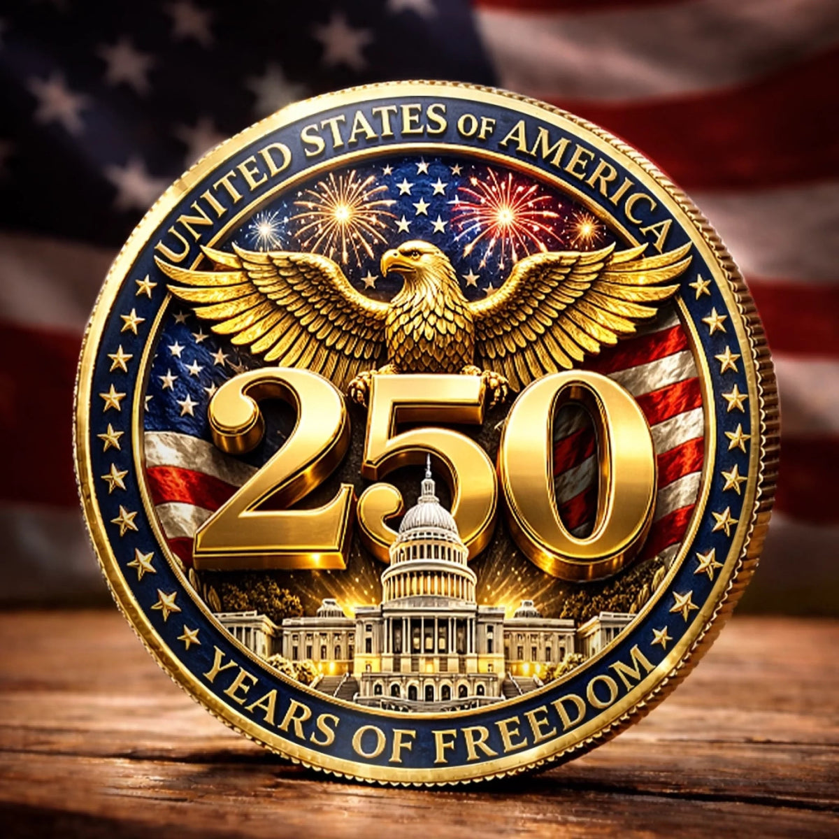 United States Of America 250 Years Of Freedom Commemorative Metal Coin 1779337070777.jpg