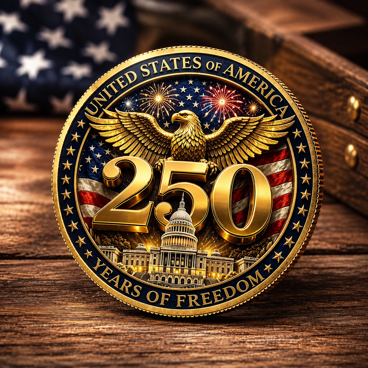 United States Of America 250 Years Of Freedom Commemorative Metal Coin 1779337071191.png
