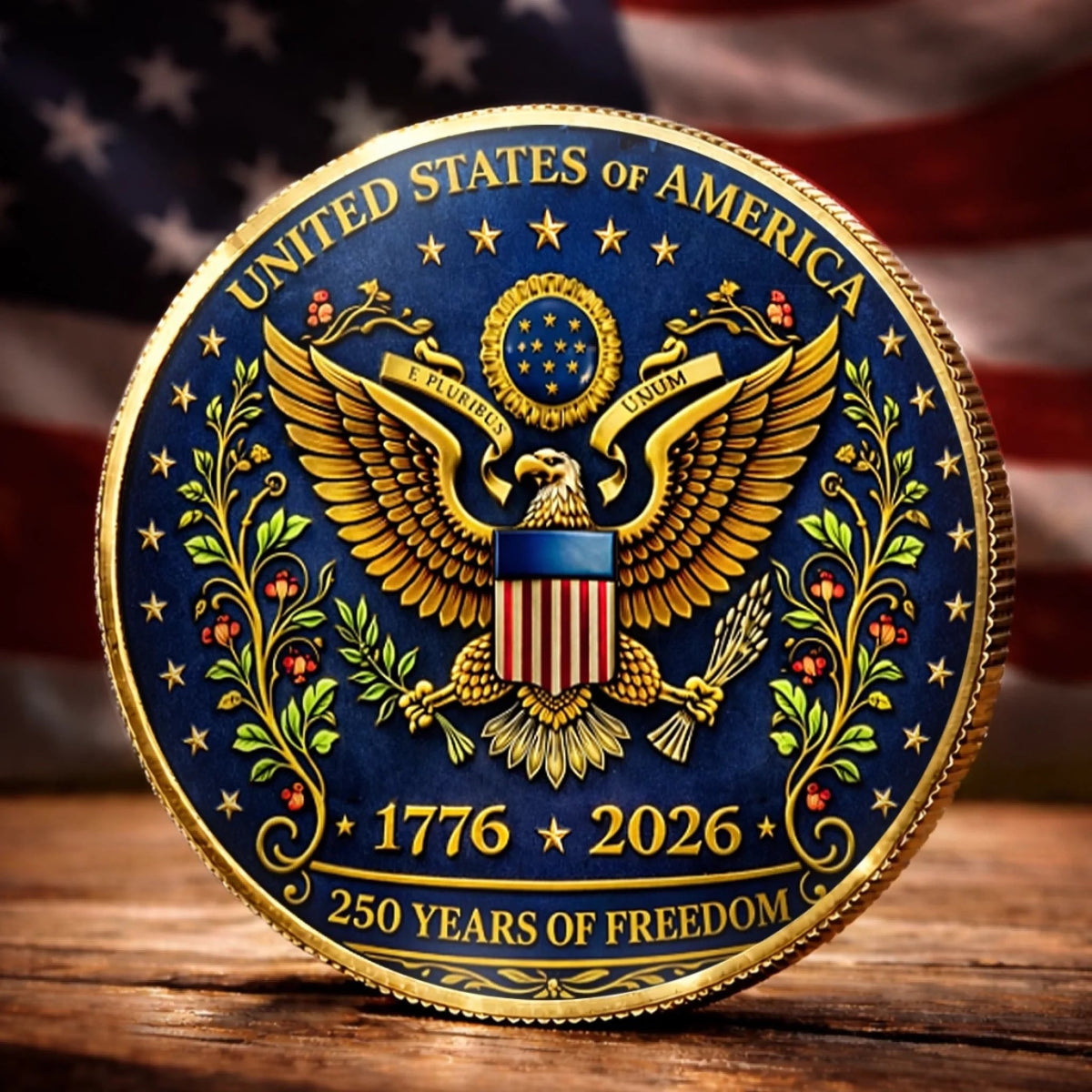United States Of America 250 Years Of Freedom Commemorative Keepsake Metal Coin 1779337338497.jpg