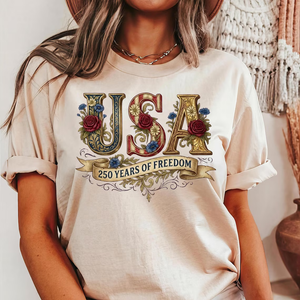 Retro Usa 250 Shirt Floral Patriotic Tshirt Independence Day Celebration 1779769927856.png