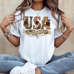 Retro Usa 250 Shirt Floral Patriotic Tshirt Independence Day Celebration 1779769928040.png
