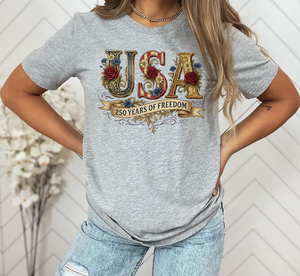 Retro Usa 250 Shirt Floral Patriotic Tshirt Independence Day Celebration 1779769928126.png