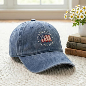 Embroidered America 250th Anniversary Hat Patriotic Usa Flag V Neck Cap 1779785715210.jpg