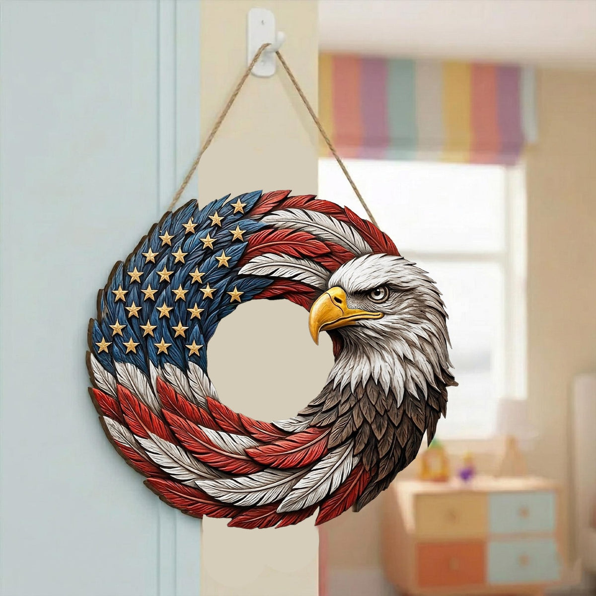 Patriotic Eagle Wreath Door Hanger American Flag Wreath 4th Of July Decor Bald Eagle Wall Decor Usa Outdoor Sign Veterans Day Gift 2026 1780024886943.jpg