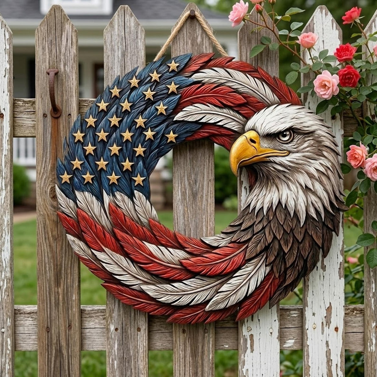 Patriotic Eagle Wreath Door Hanger American Flag Wreath 4th Of July Decor Bald Eagle Wall Decor Usa Outdoor Sign Veterans Day Gift 2026 1780024887021.jpg