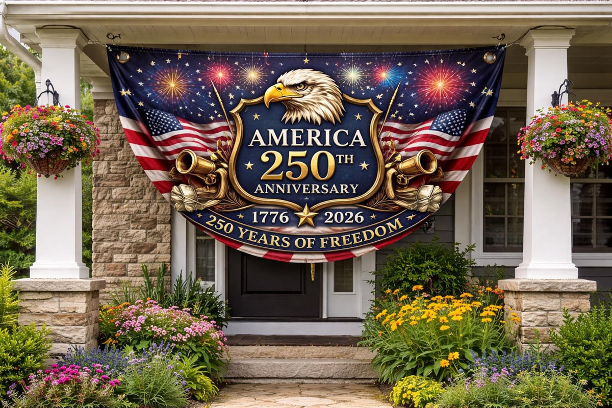 America 250th Anniversary Fan Flag Semiquincentennial 1776 2026 Patriotic Eagle Outdoor Banner 250 Years Usa July 4th Independence Day 1780025353768.jpg